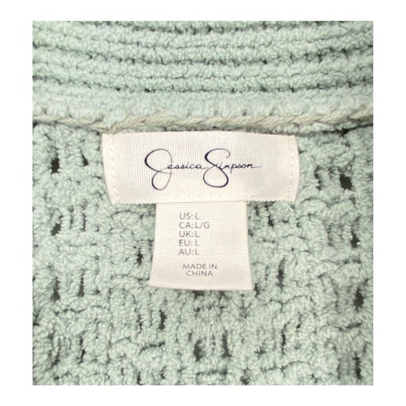 Jessica Simpson Women's Open Front Duster Cardigan Sweater Waffle Knit SZ Large - Picture 4 of 6